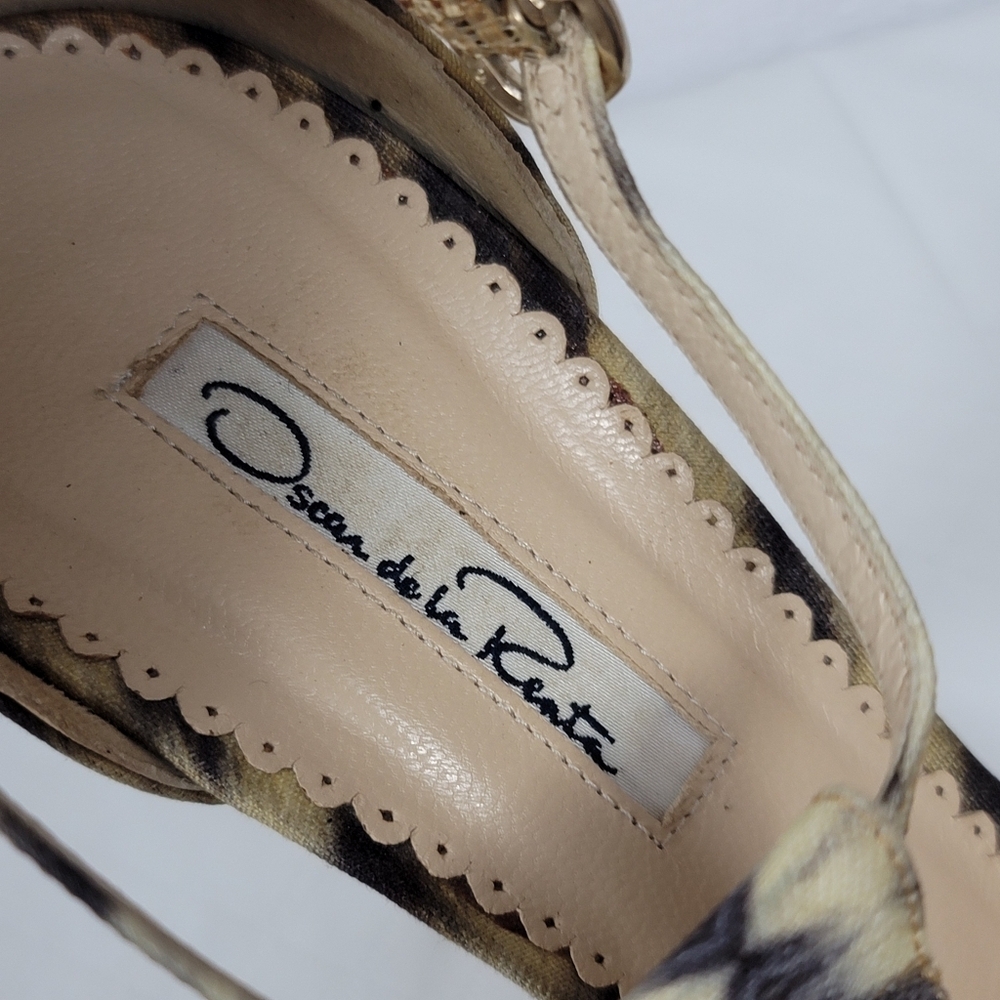 Oscar De La Renta Crystal Embellished Animal Print Platform Sandals 40 - Picture 5 of 14